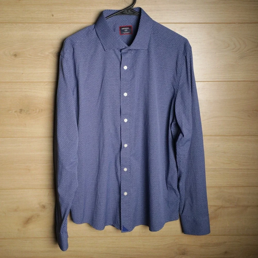 2x UNTUCKit Mens Large Slim Fit Button Down Long Sleeve Shirt Blue/Maroon - Picture 2 of 15